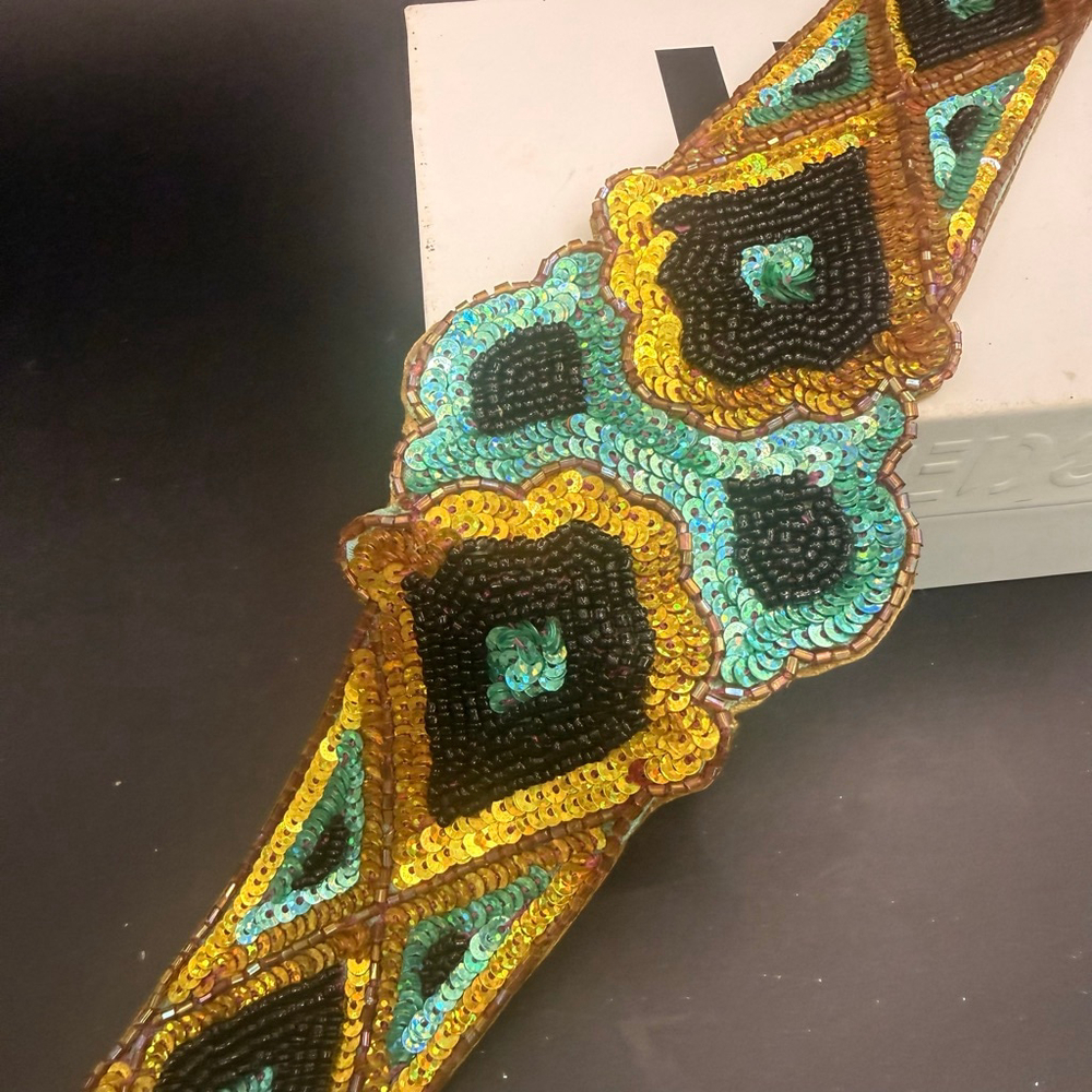 Women's Unbranded Gold Teal Sequin Beaded Belt One Size